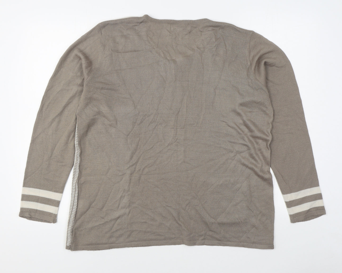 Afibel Womens Brown Scoop Neck  Acrylic Pullover Jumper Size 16