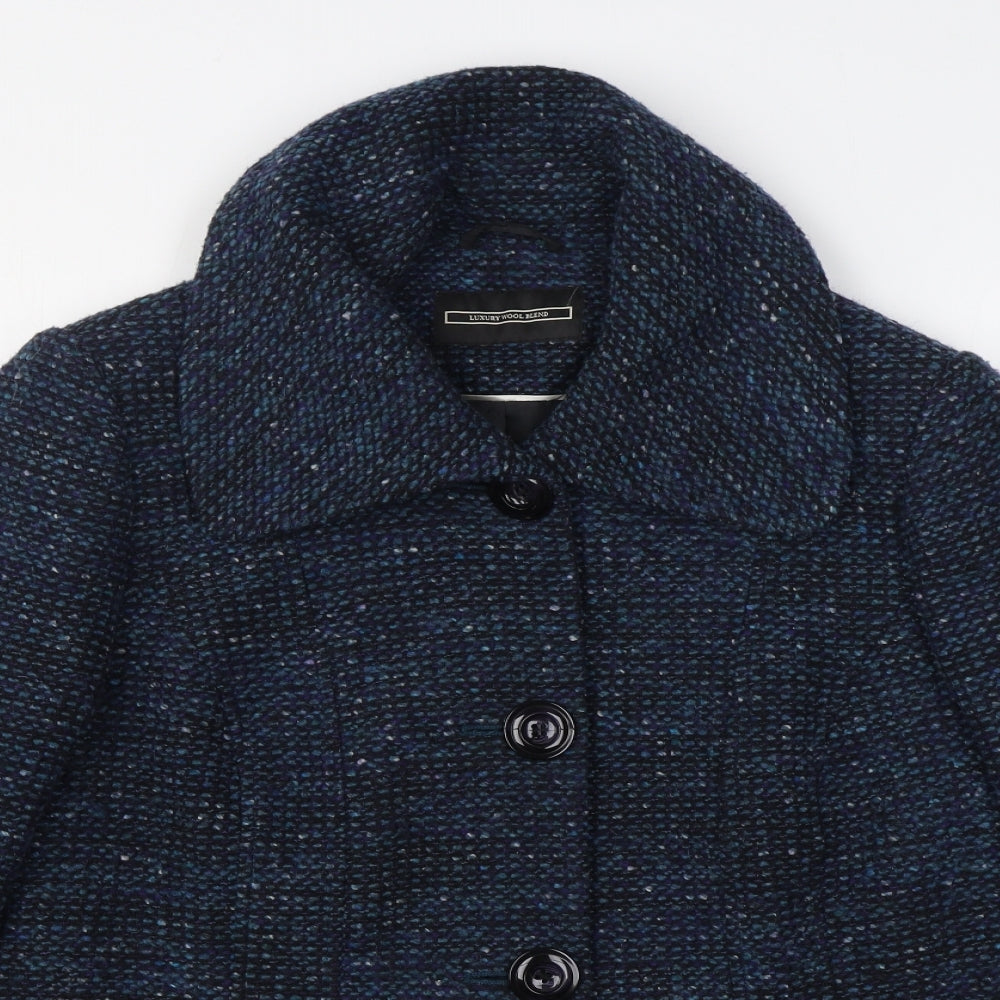 BHS Womens Blue   Overcoat Coat Size 16  Button