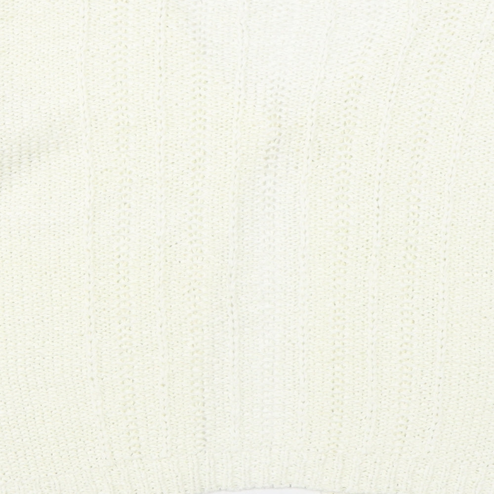 Ethel Austin Womens White V-Neck  Acrylic Cardigan Jumper Size 12