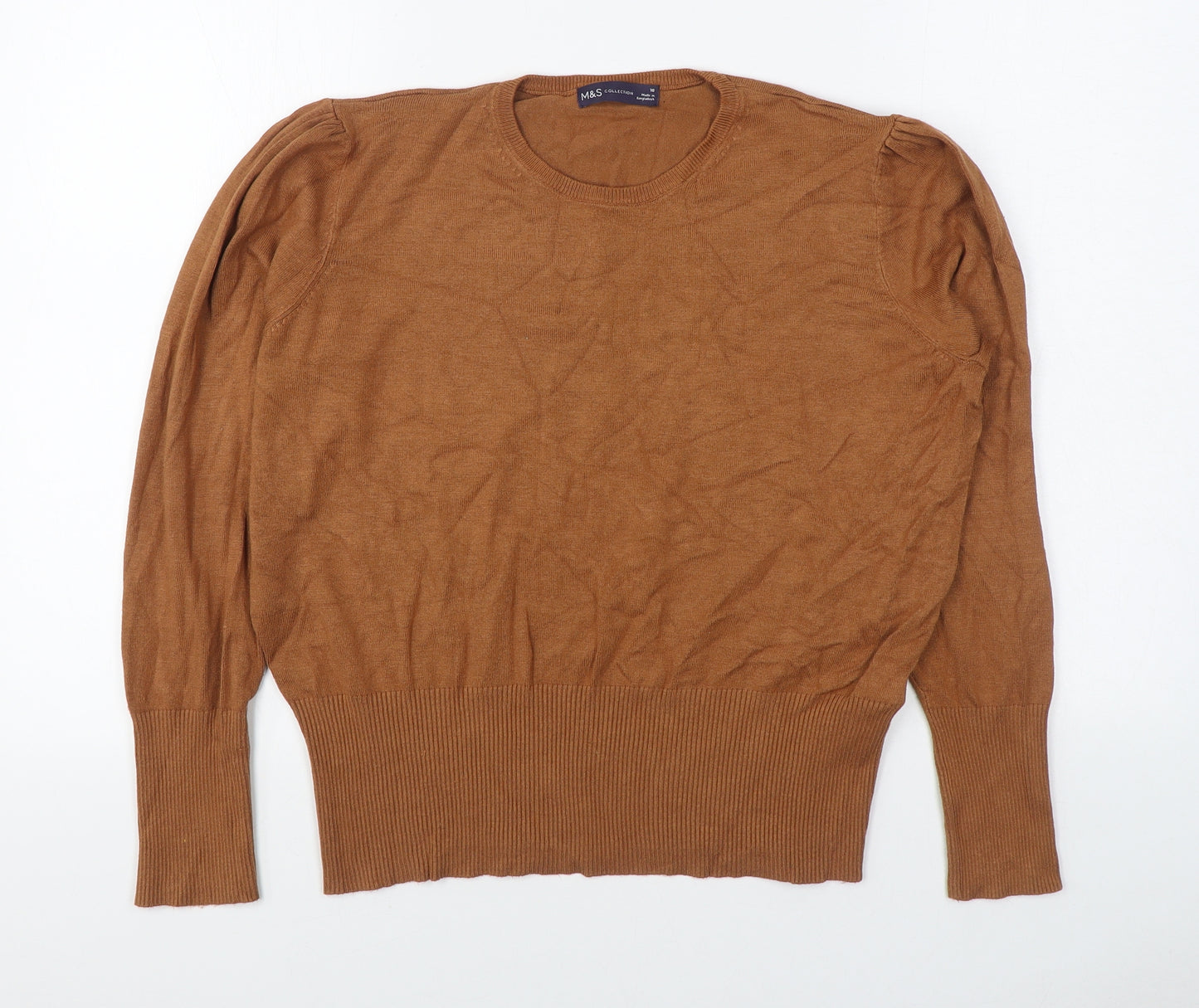 Marks and Spencer Womens Brown Round Neck  Viscose Pullover Jumper Size 18