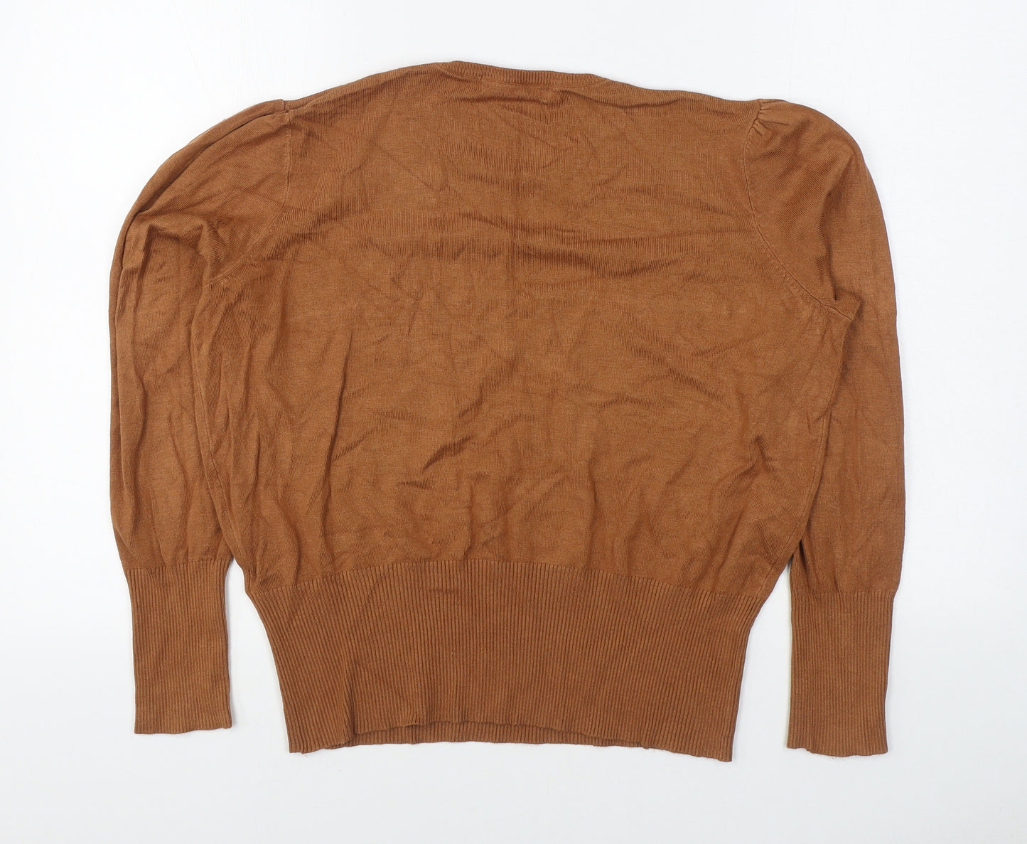 Marks and Spencer Womens Brown Round Neck  Viscose Pullover Jumper Size 18