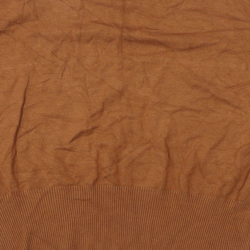 Marks and Spencer Womens Brown Round Neck  Viscose Pullover Jumper Size 18
