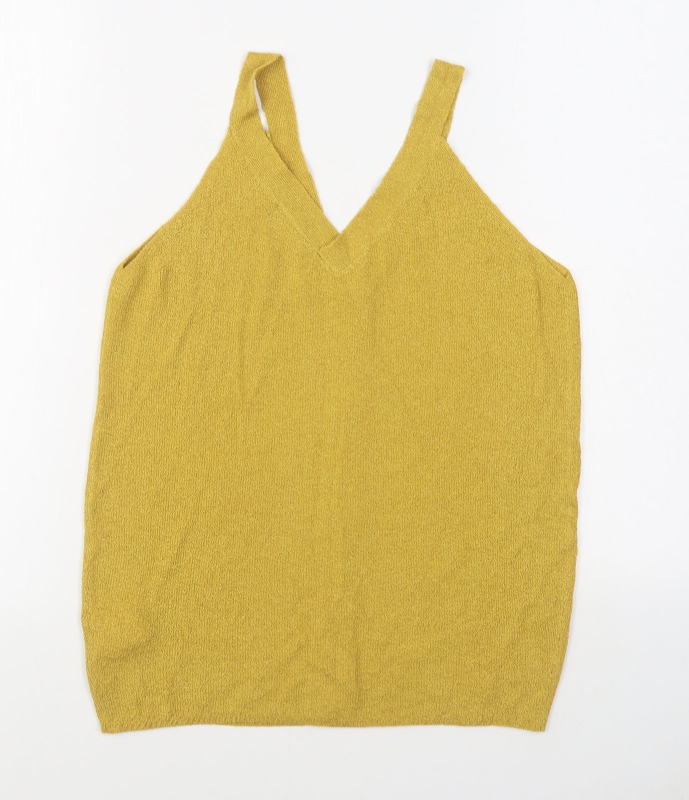 F&F Womens Yellow V-Neck  Acrylic Vest Jumper Size 10