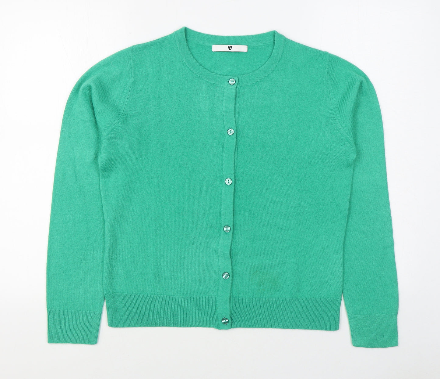 Very Womens Green Round Neck  Acrylic Cardigan Jumper Size 12