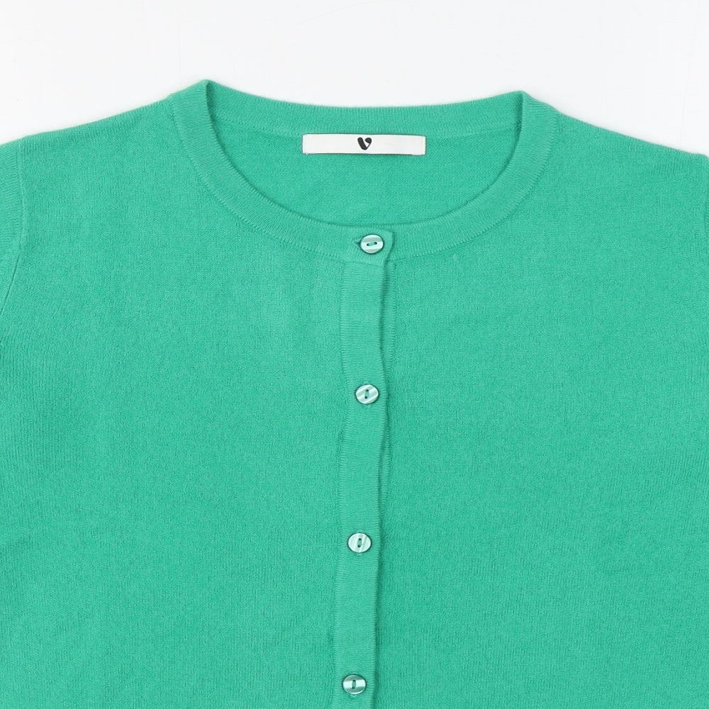 Very Womens Green Round Neck  Acrylic Cardigan Jumper Size 12