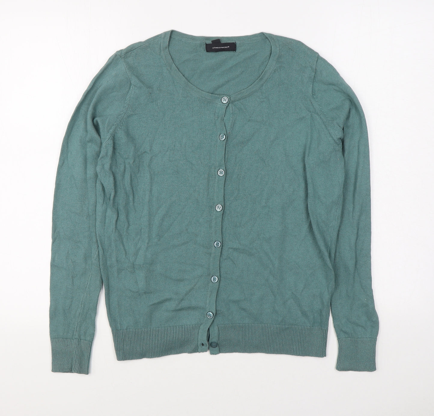 Primark Womens Green Round Neck  Cotton Cardigan Jumper Size 14