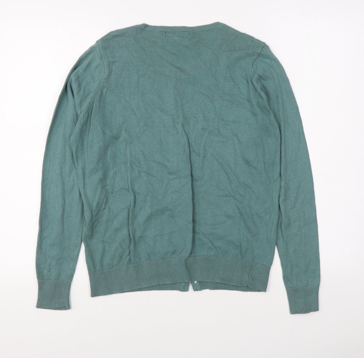 Primark Womens Green Round Neck  Cotton Cardigan Jumper Size 14