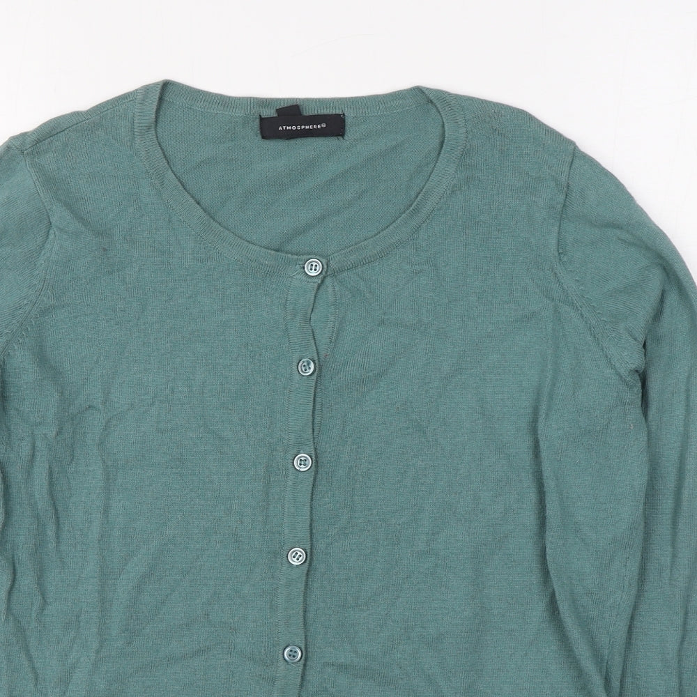 Primark Womens Green Round Neck  Cotton Cardigan Jumper Size 14