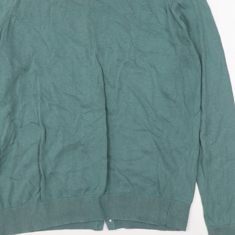 Primark Womens Green Round Neck  Cotton Cardigan Jumper Size 14