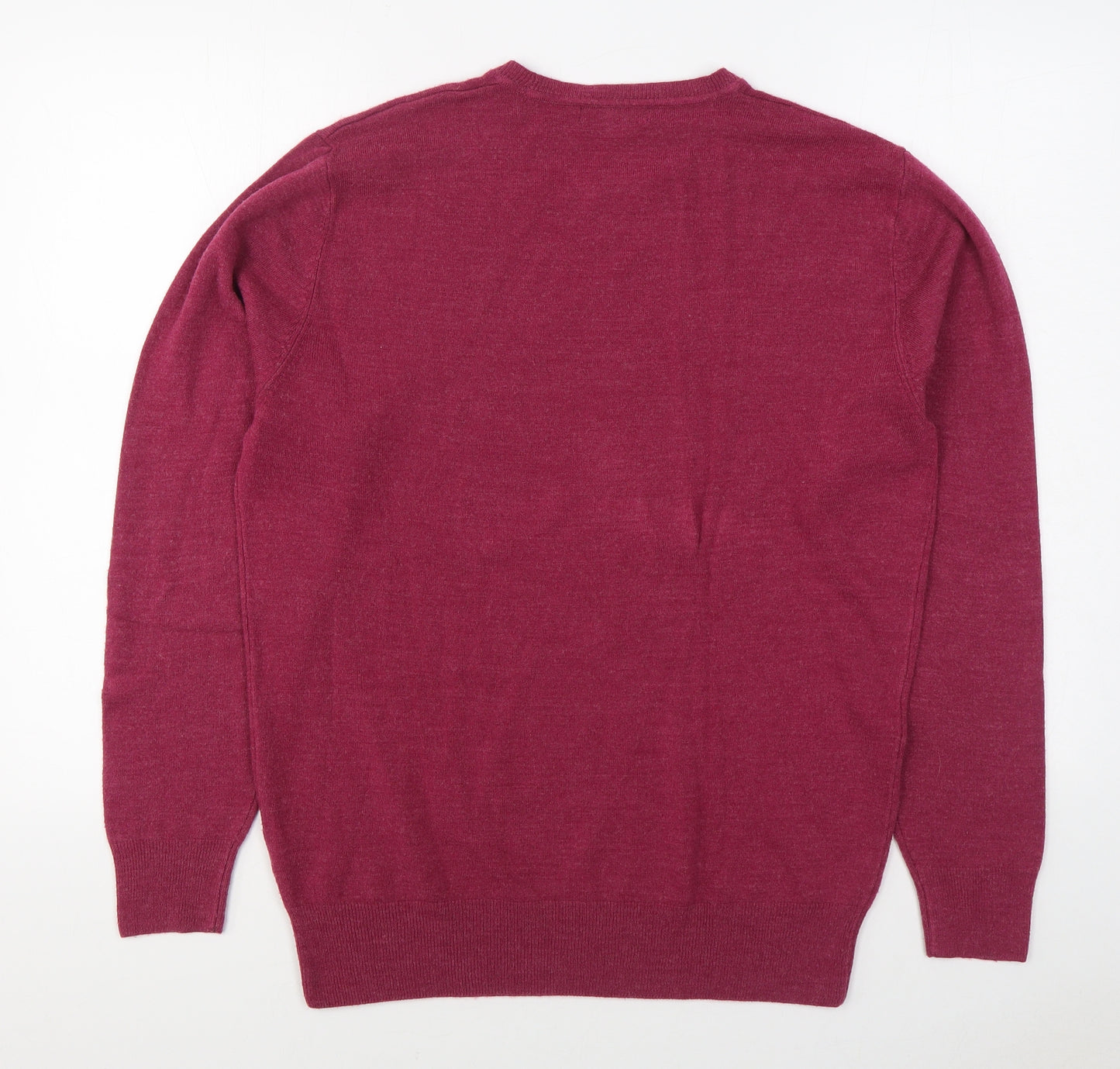 George Mens Pink Round Neck  Acrylic Pullover Jumper Size M