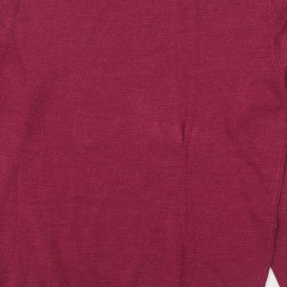 George Mens Pink Round Neck  Acrylic Pullover Jumper Size M
