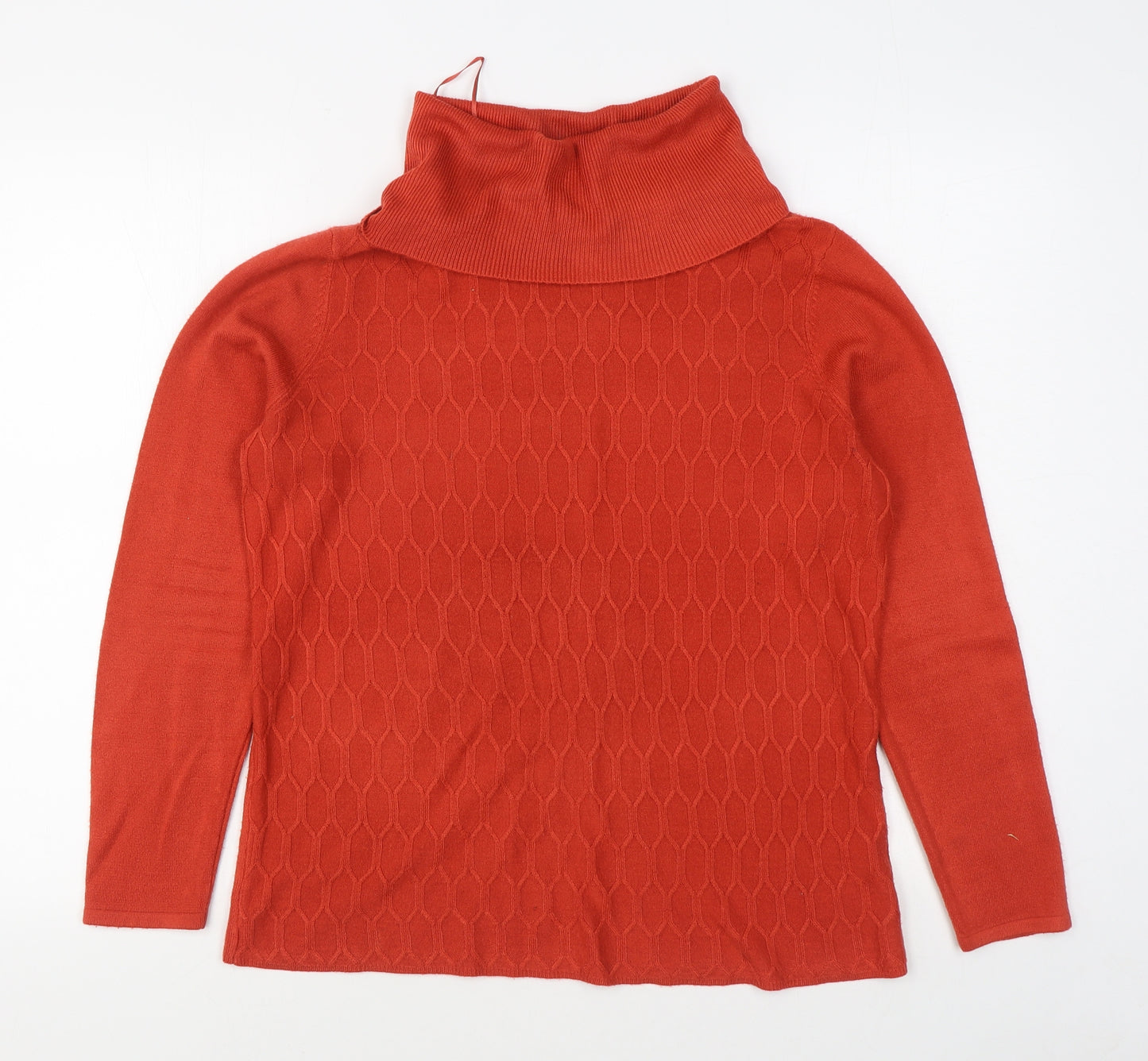 Bonmarché Womens Orange Roll Neck  Acrylic Pullover Jumper Size 12