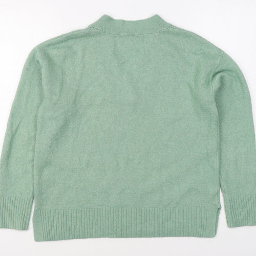 Nutmeg Womens Green V-Neck  Acrylic Pullover Jumper Size 10