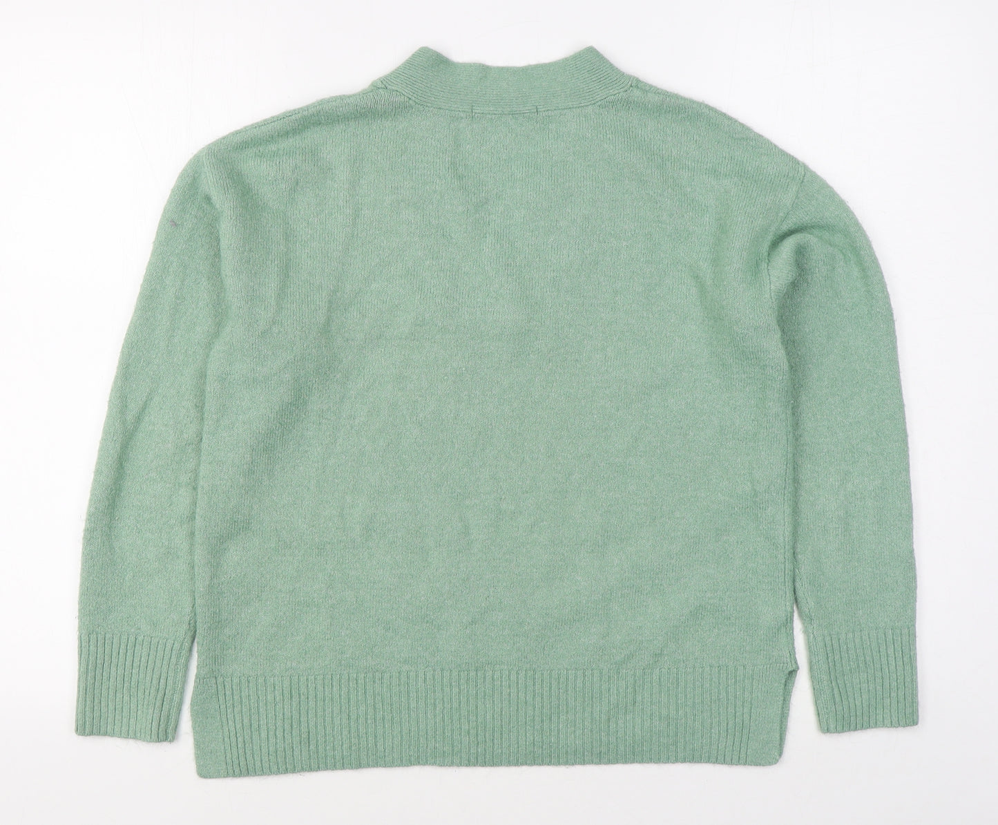 Nutmeg Womens Green V-Neck  Acrylic Pullover Jumper Size 10