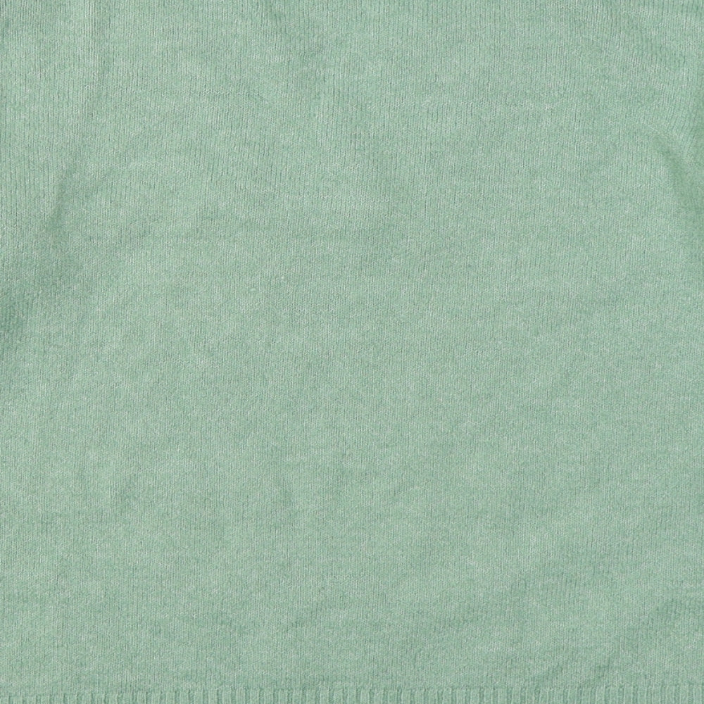 Nutmeg Womens Green V-Neck  Acrylic Pullover Jumper Size 10