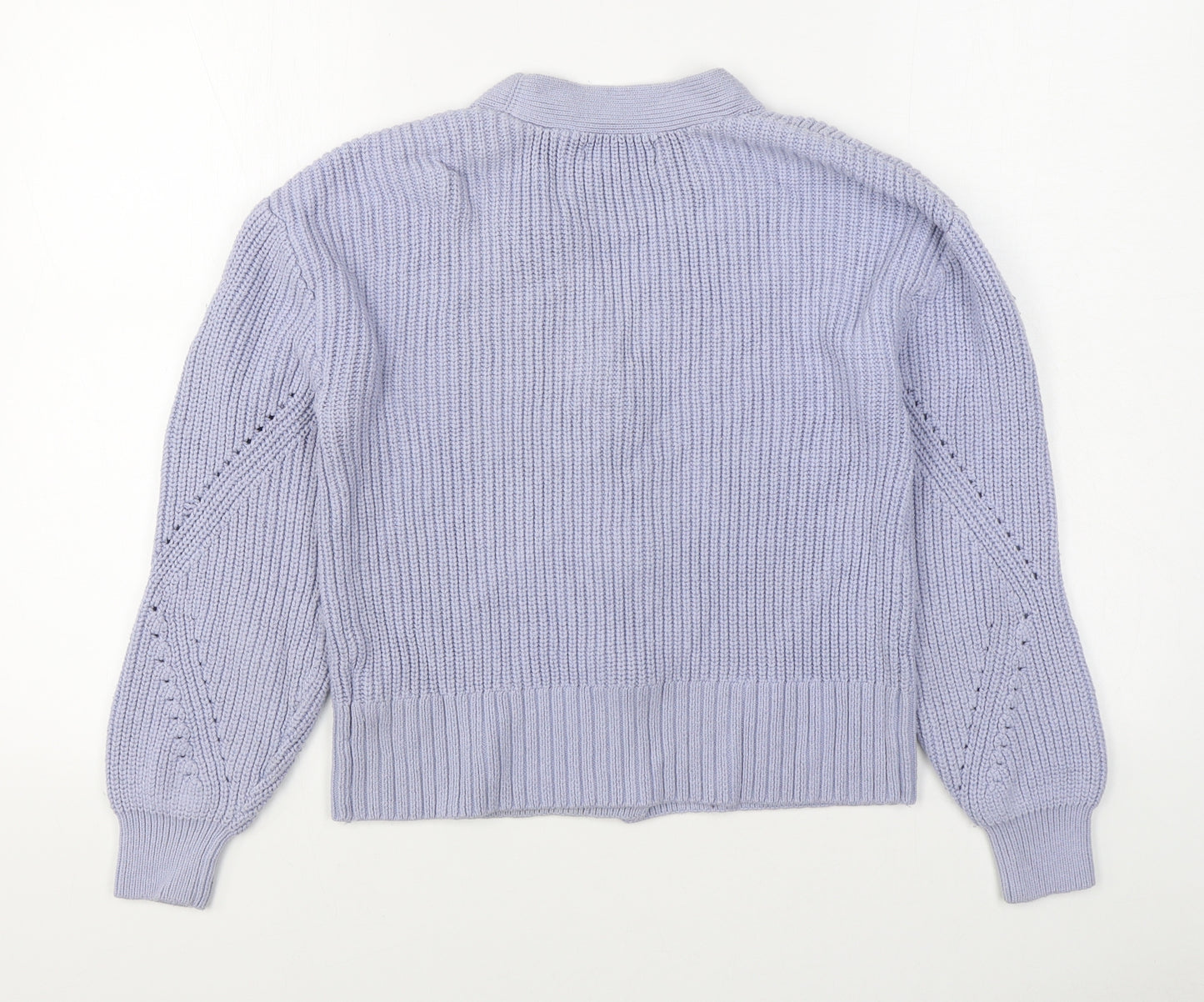 Marks and Spencer Womens Blue V-Neck  Cotton Cardigan Jumper Size M
