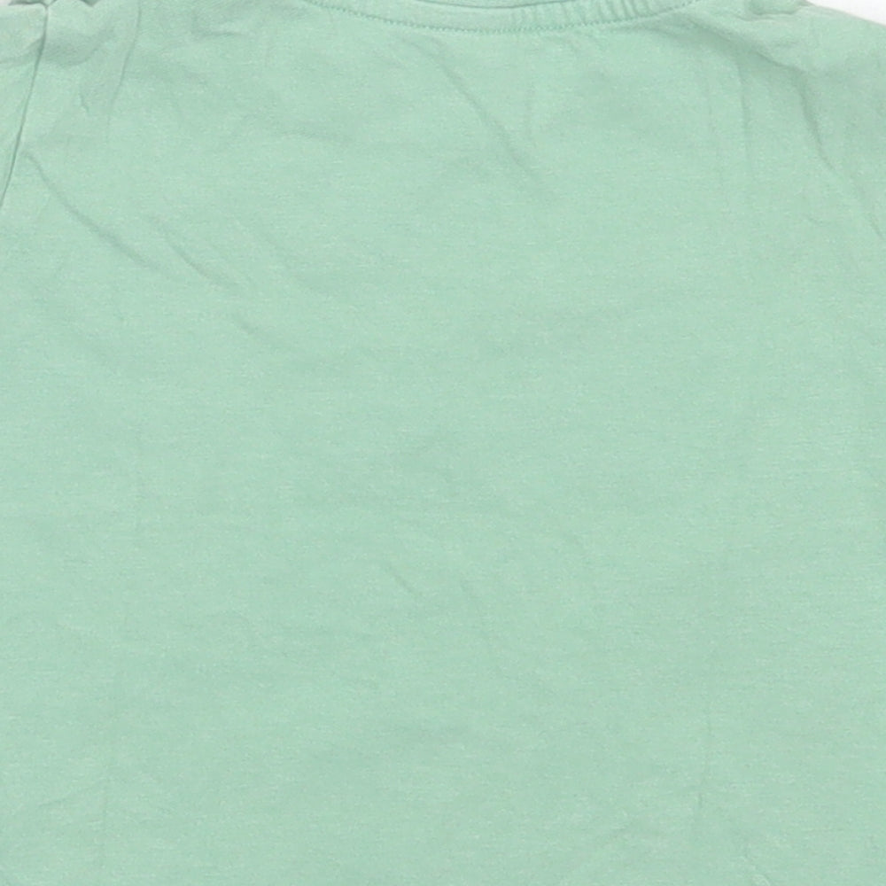Marks and Spencer Boys Green  Cotton Basic T-Shirt Size 9-12 Months Crew Neck Button
