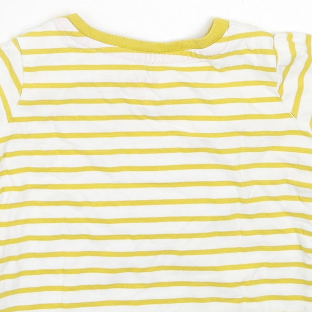 Boden Boys Yellow Striped Cotton Basic T-Shirt Size 6-9 Months Crew Neck Button