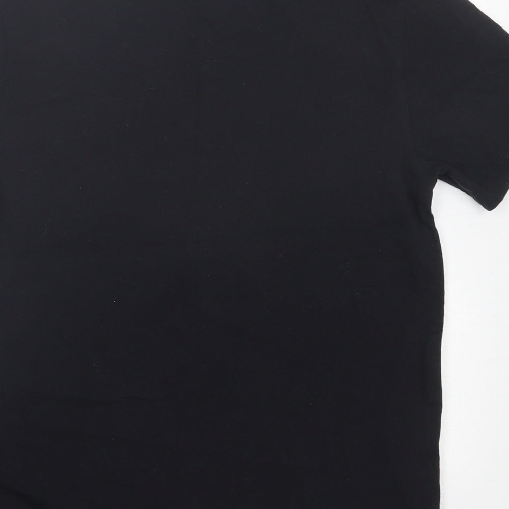 Jeff & Co Boys Black  Cotton Basic T-Shirt Size 9-10 Years Crew Neck Pullover