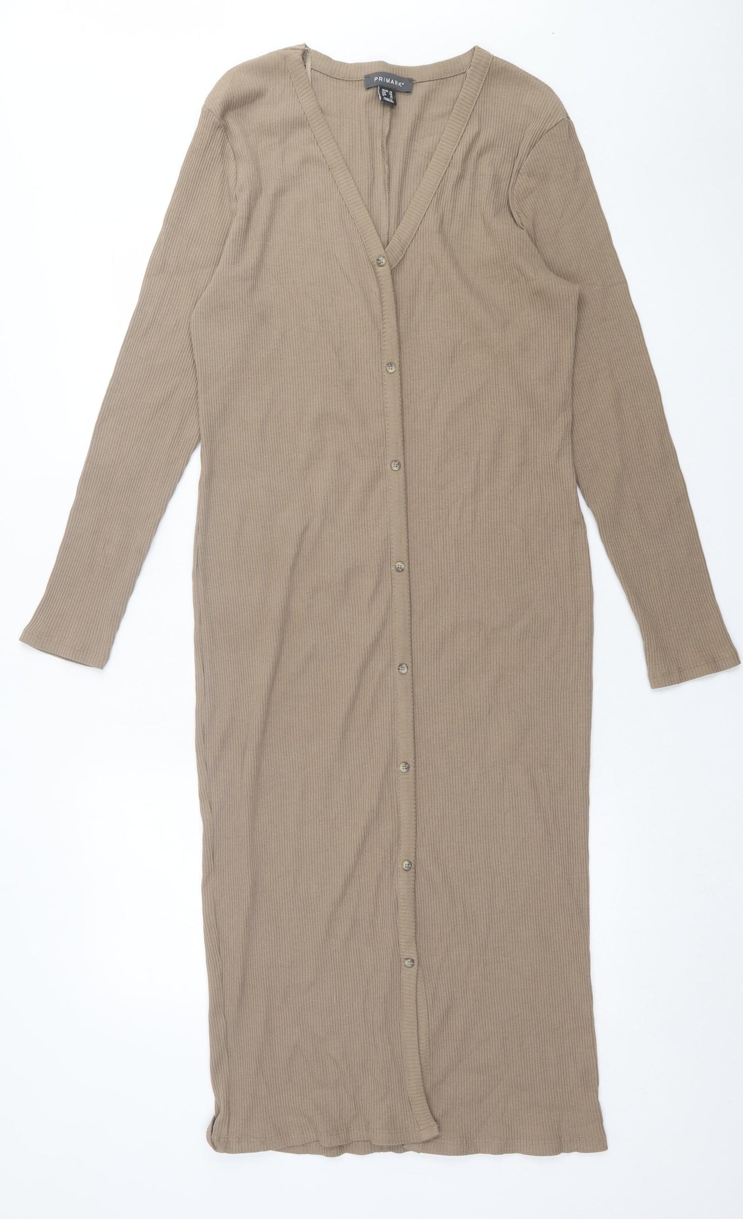 Primark Womens Brown  Cotton A-Line  Size 20  V-Neck Button
