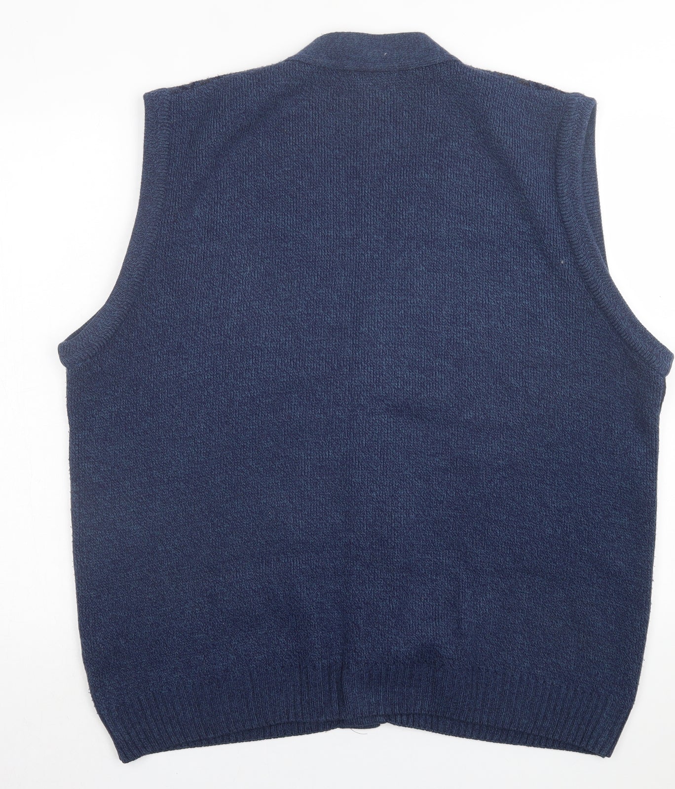 WOODVILLE Mens Blue V-Neck Geometric Acrylic Cardigan Jumper Size XL