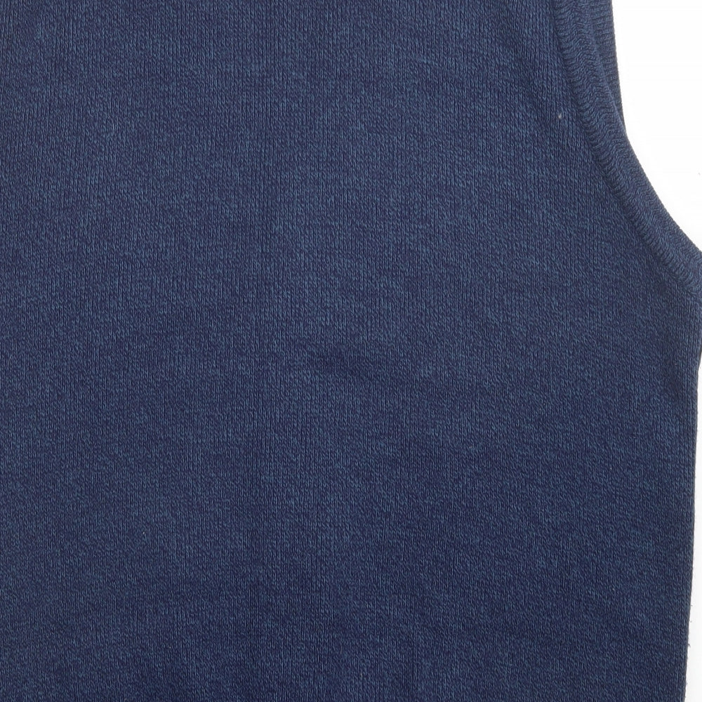 WOODVILLE Mens Blue V-Neck Geometric Acrylic Cardigan Jumper Size XL