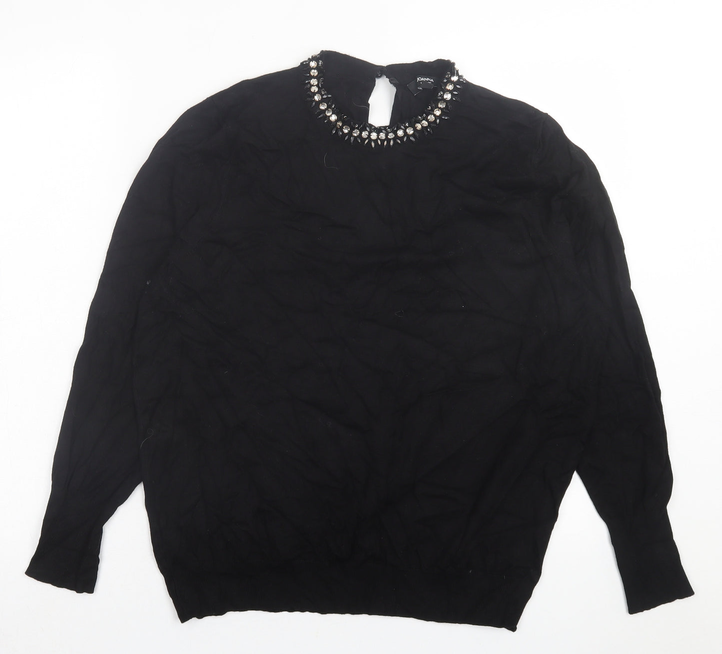 Joanna Hope Womens Black Crew Neck  Viscose Pullover Jumper Size 16