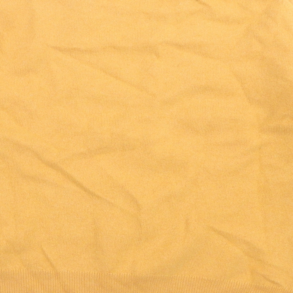 JohnstonsCashmere  Womens Yellow Crew Neck  Cashmere Pullover Jumper Size 8