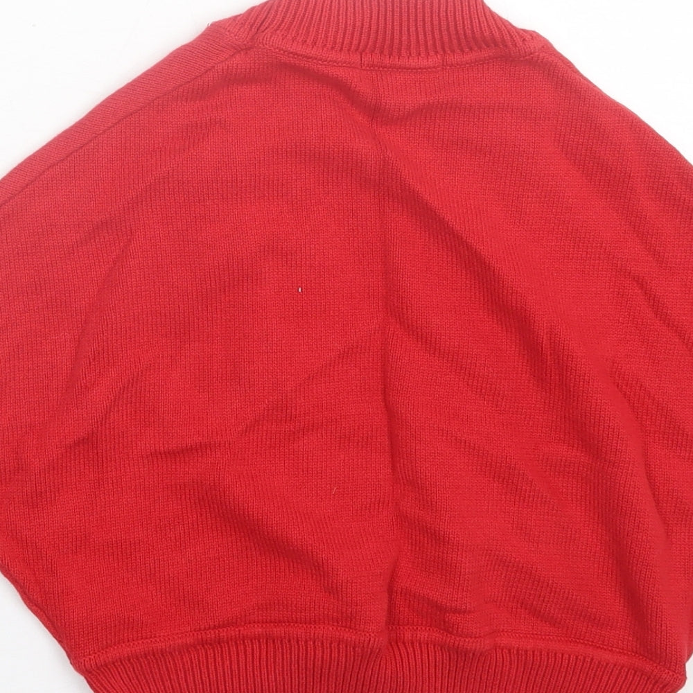 Marks and Spencer Womens Red V-Neck  Cotton Cardigan Jumper Size 12