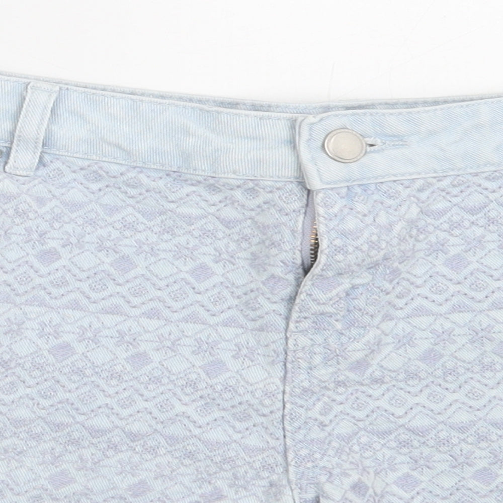 George Womens Blue Geometric Cotton Boyfriend Shorts Size 14 L3 in Regular Button