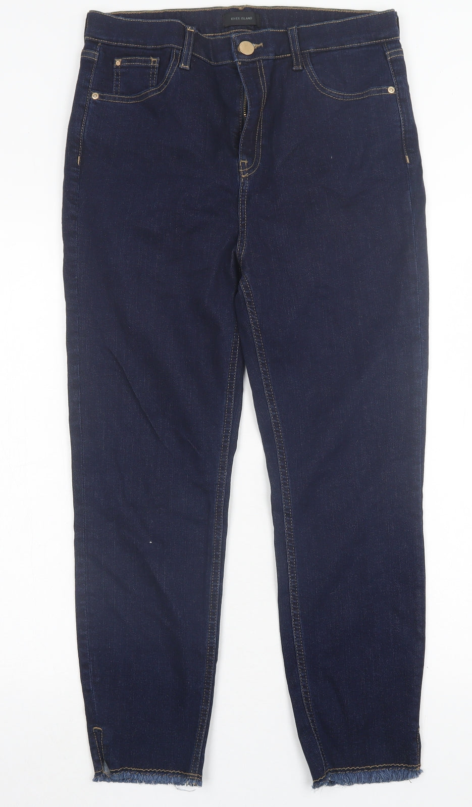 River Island Womens Blue  Coir Skinny Jeans Size 14 L26 in Regular Button