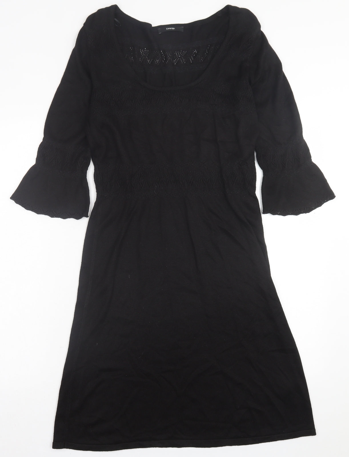George Womens Black  Viscose Jumper Dress  Size 8  Crew Neck Pullover