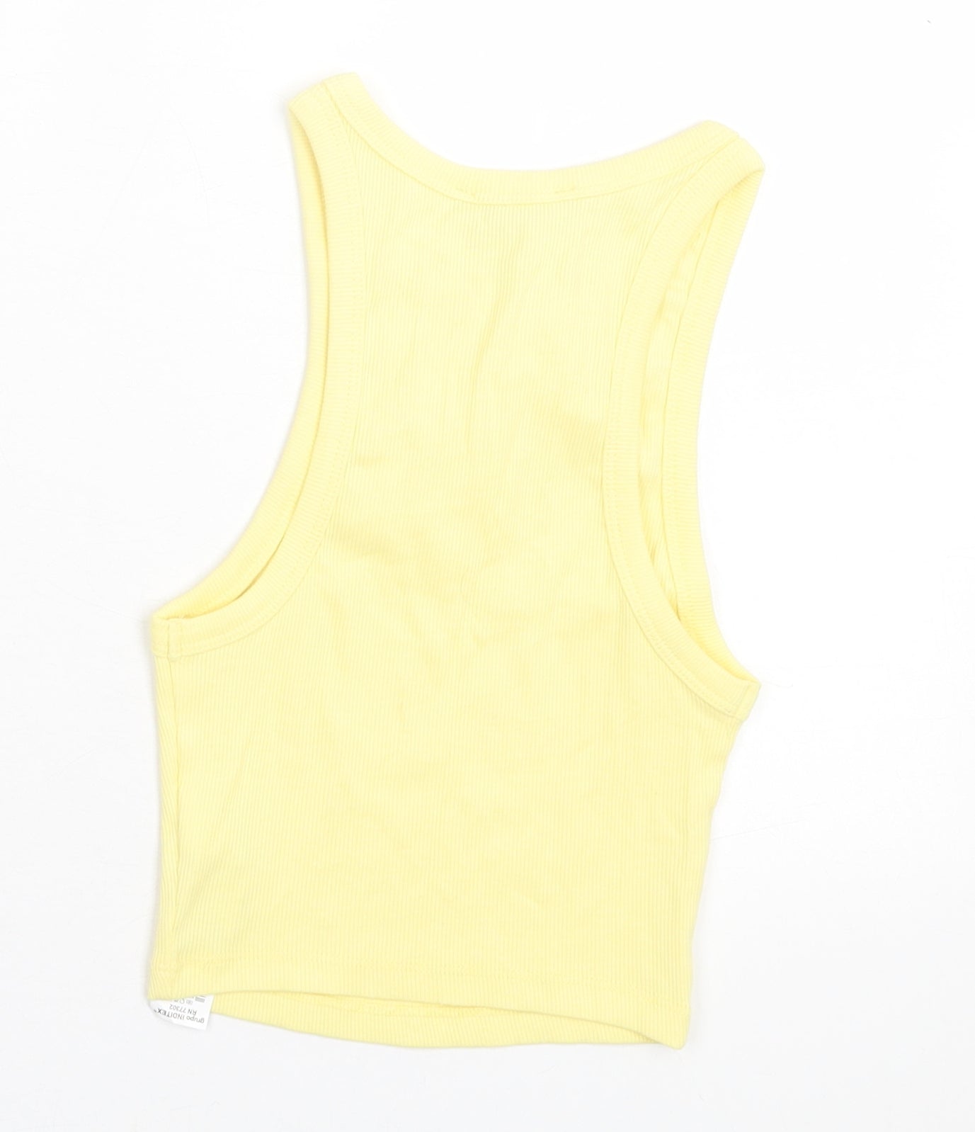 Zara Womens Yellow  Cotton Cropped Tank Size S Crew Neck