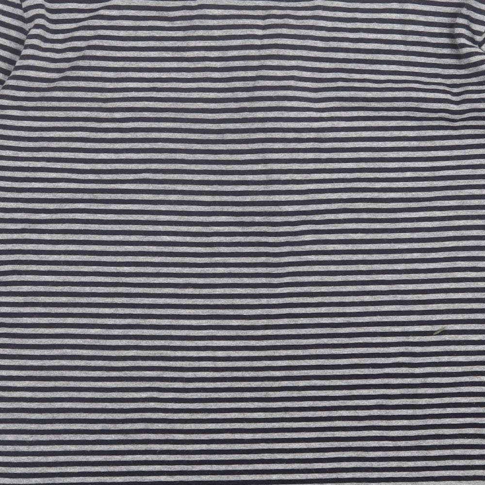 Maine Womens Grey Striped Cotton Basic T-Shirt Size 16 Crew Neck