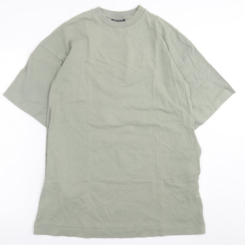 Topshop Womens Green  Cotton T-Shirt Dress  Size XS  Crew Neck Pullover