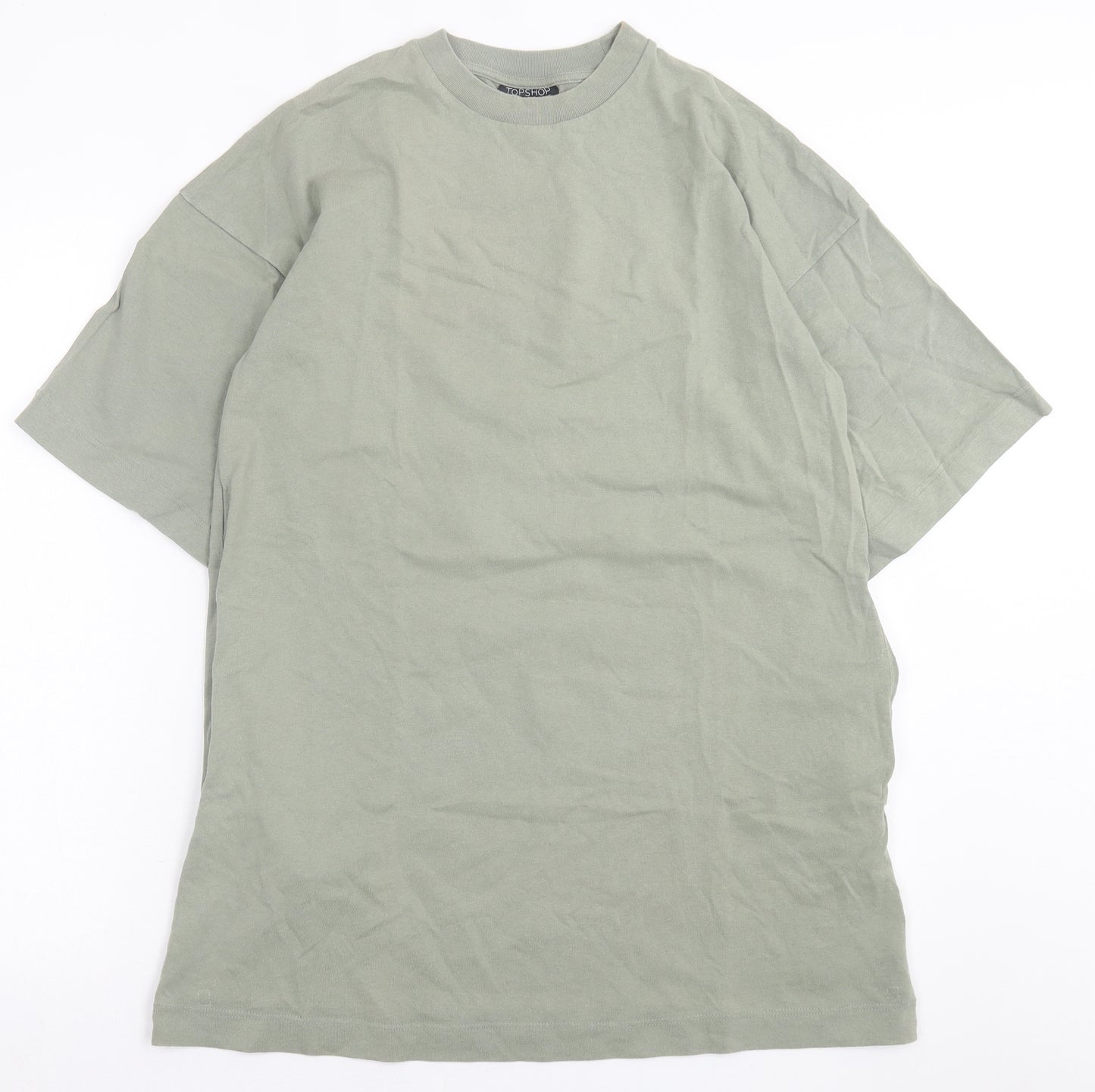 Topshop Womens Green  Cotton T-Shirt Dress  Size XS  Crew Neck Pullover