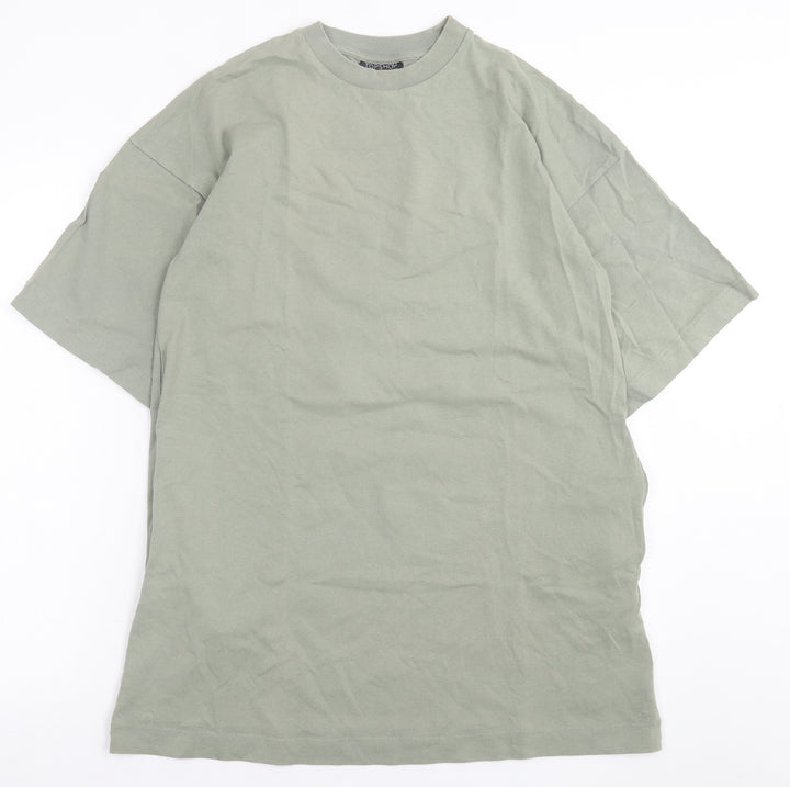 Topshop Womens Green  Cotton T-Shirt Dress  Size XS  Crew Neck Pullover