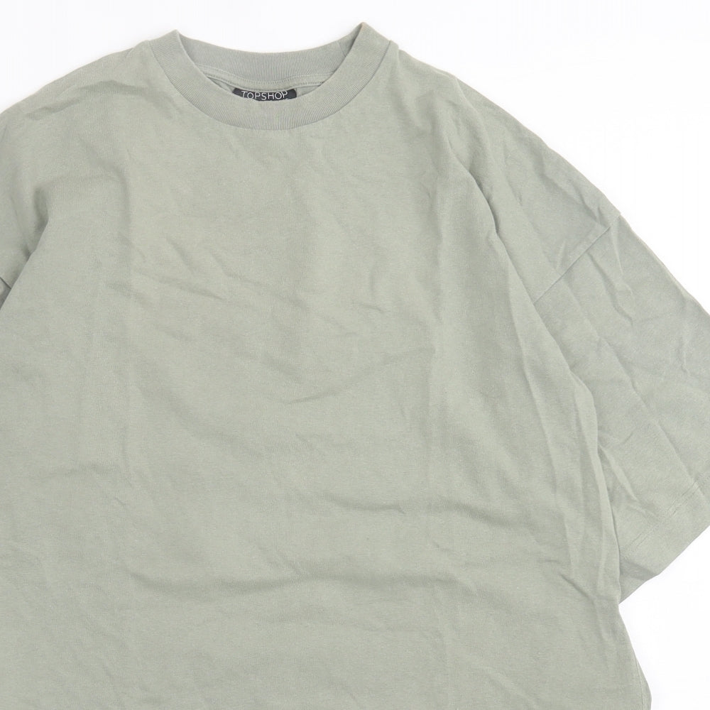 Topshop Womens Green  Cotton T-Shirt Dress  Size XS  Crew Neck Pullover