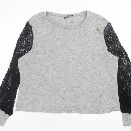SheIn Womens Grey Crew Neck  Polyester Pullover Jumper Size L
