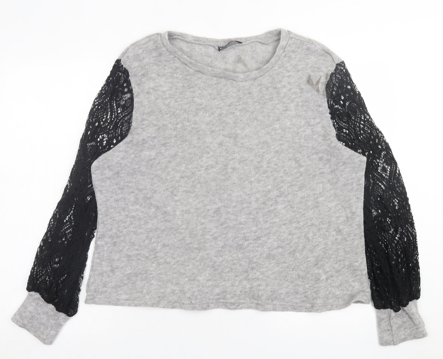 SheIn Womens Grey Crew Neck  Polyester Pullover Jumper Size L