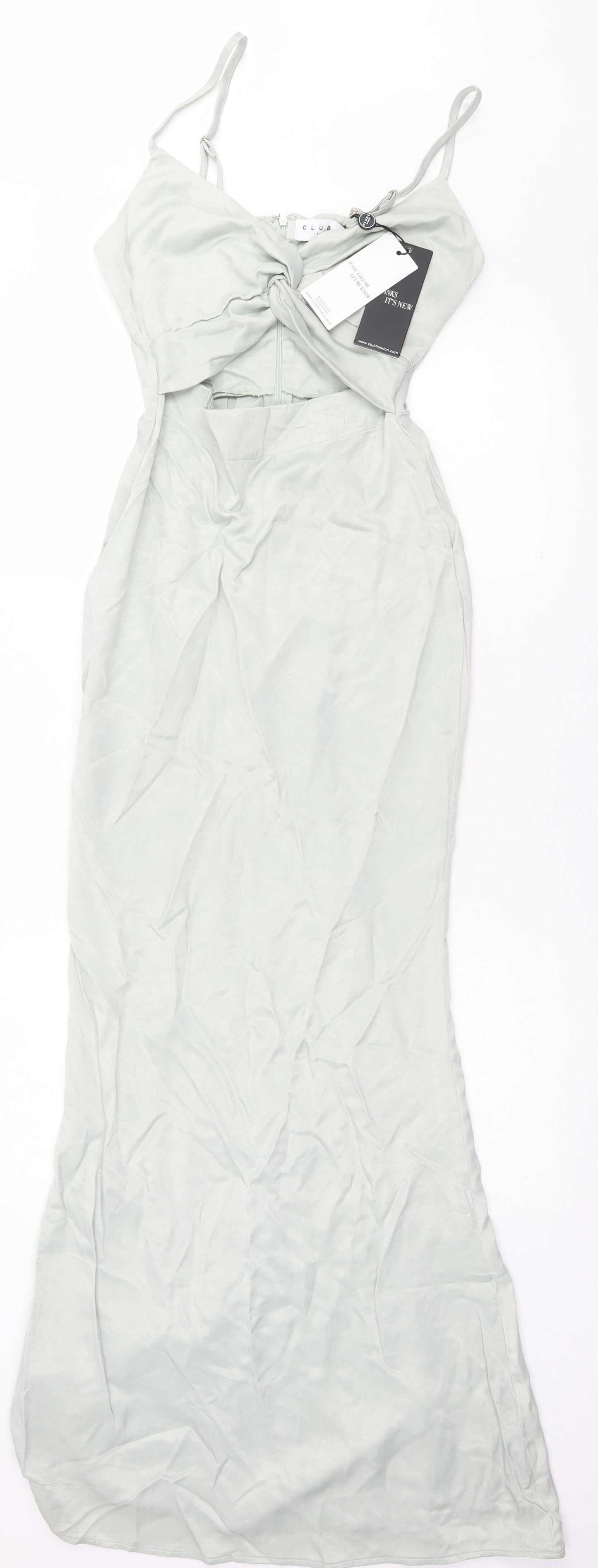 Club London Womens Green  Polyester A-Line  Size 6  V-Neck Zip
