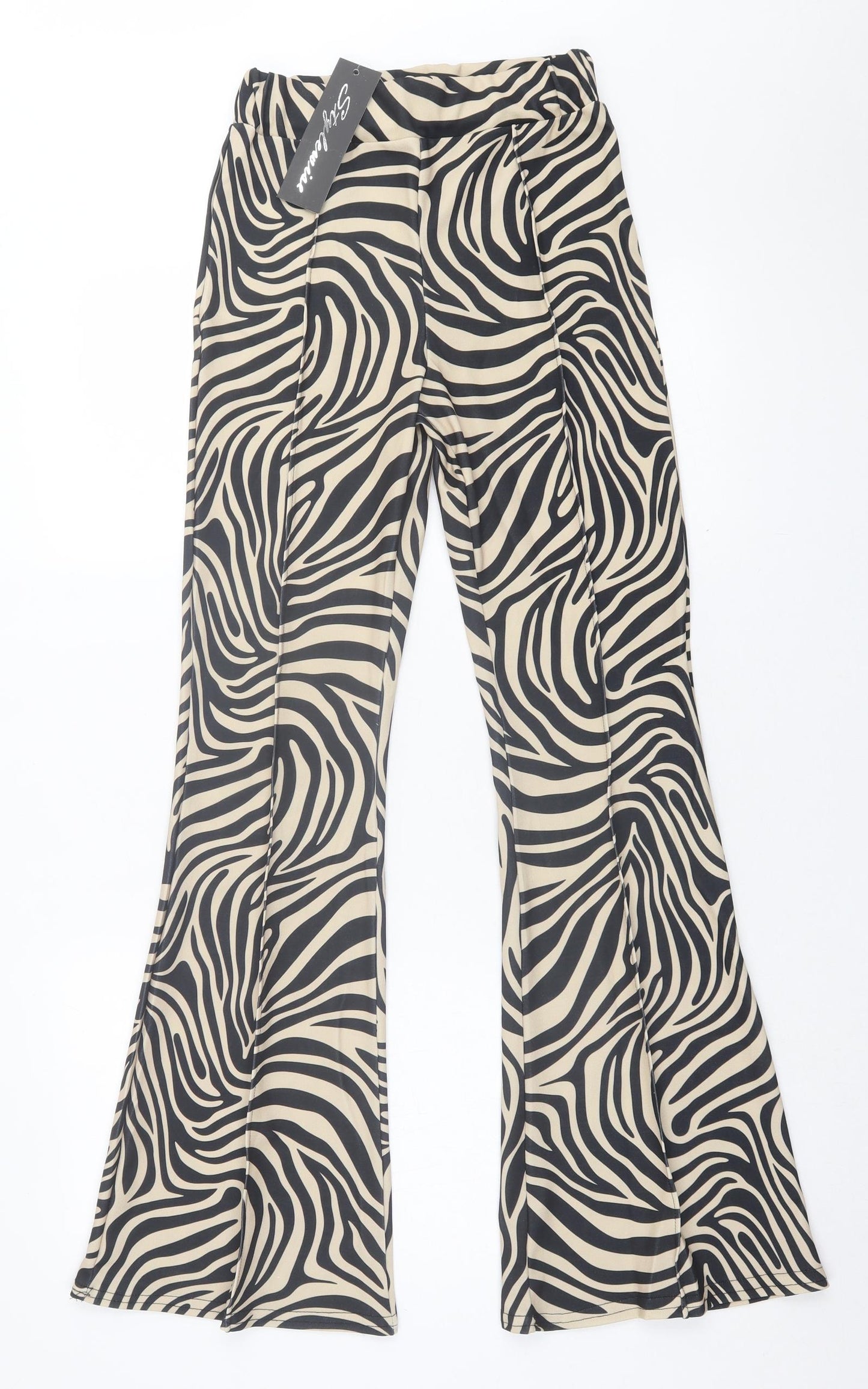 Style Wise Womens Brown Animal Print Polyester Trousers  Size 8 L32 in Regular