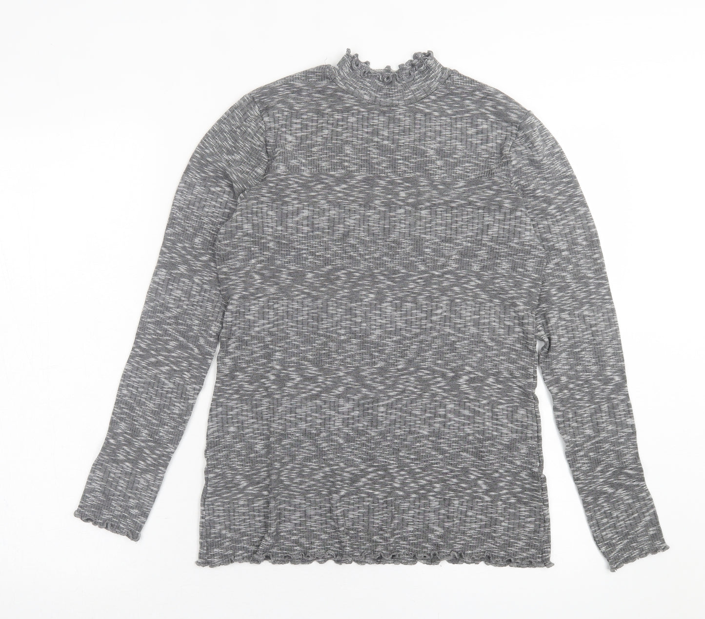 Matalan Womens Grey High Neck  Viscose Pullover Jumper Size 10   - Lettuce Edging
