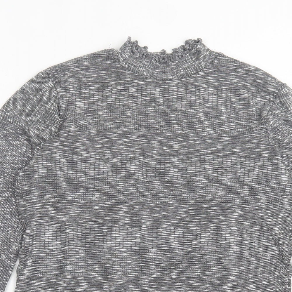 Matalan Womens Grey High Neck  Viscose Pullover Jumper Size 10   - Lettuce Edging