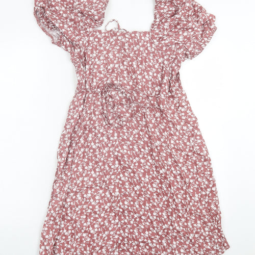 Primark Womens Pink Floral Viscose A-Line  Size 12  Off the Shoulder Pullover