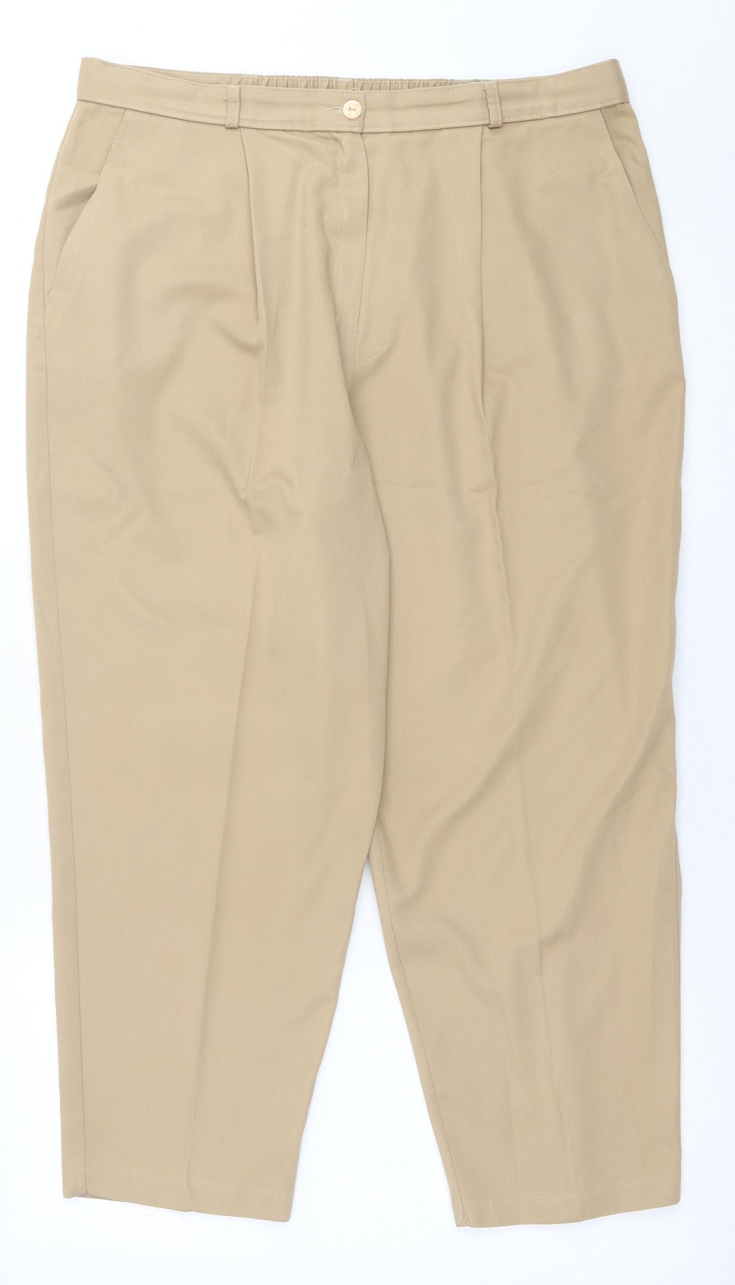 Essentials Womens Beige  Polyester Trousers  Size 18 L25 in Regular Button