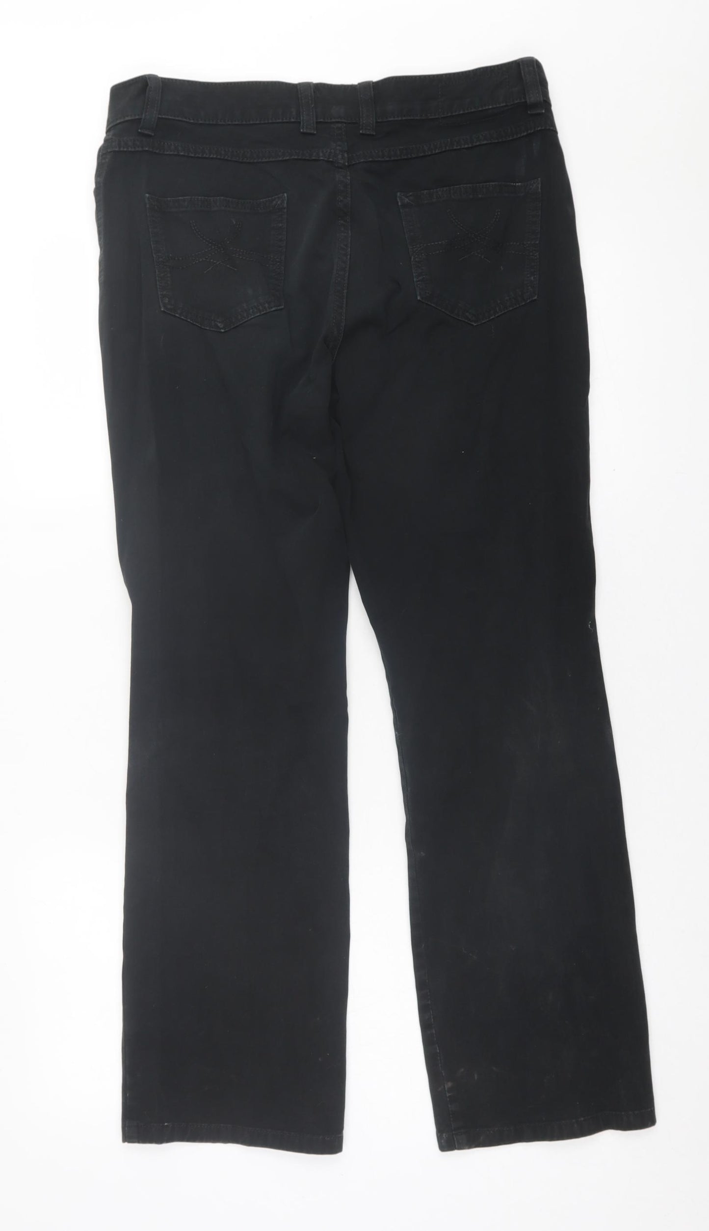 Marks and Spencer Womens Black  Cotton Straight Jeans Size 14 L29 in Regular Button