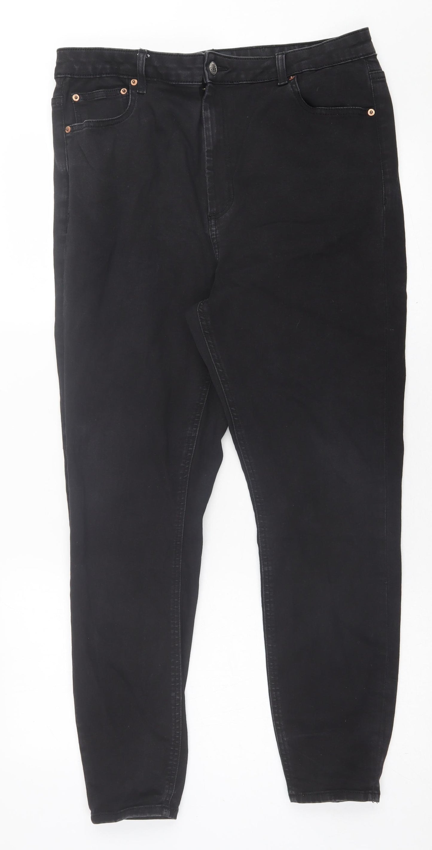 ASOS Womens Black  Cotton Skinny Jeans Size 18 L27 in Regular Button