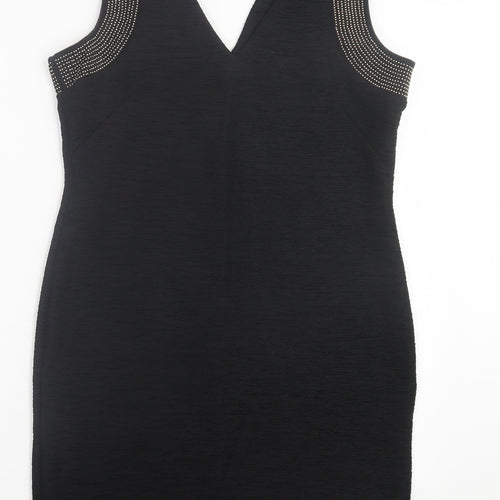 H&M Womens Black  Polyester A-Line  Size M  V-Neck Pullover