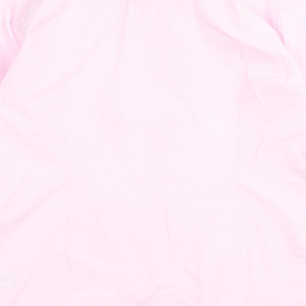 Marks and Spencer Mens Pink  Polyester  Dress Shirt Size 16 Collared Button